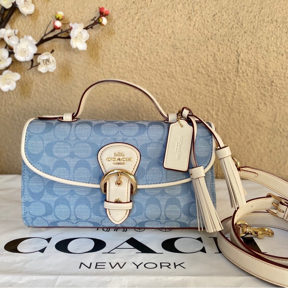 NWT Coach Kleo Top Handle In Signature Chambray c8513